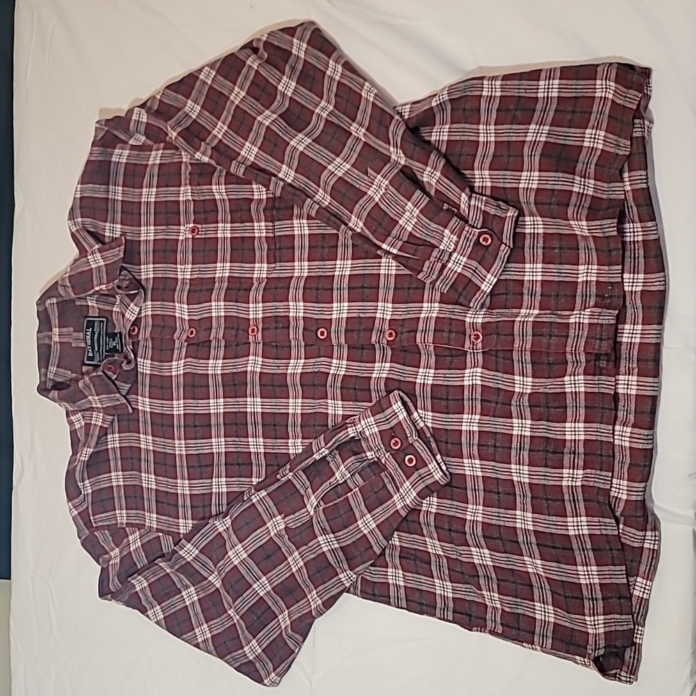 VTG National Outfitters Plaid Size XL Cotton Flannel Shirt Button Up Red